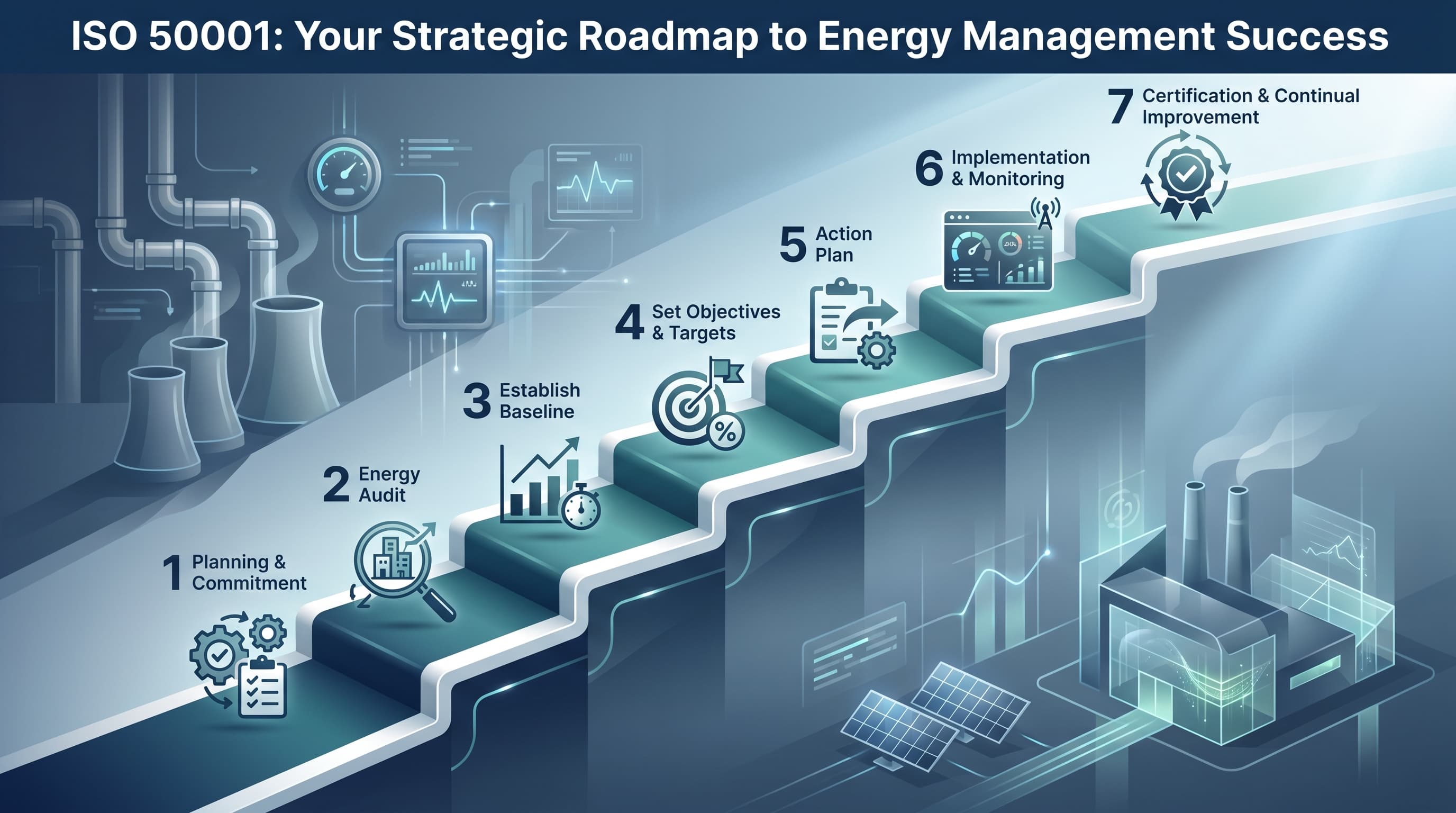 Cómo implementar ISO 50001 en 7 pasos prácticos